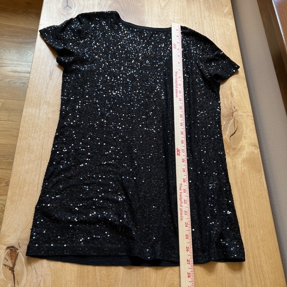 DKNY SS TEE SHIRT M 100% COTTON SEQUINS ELEVATED CASUAL SHIMMERY DAY TO DATE - Picture 9 of 12